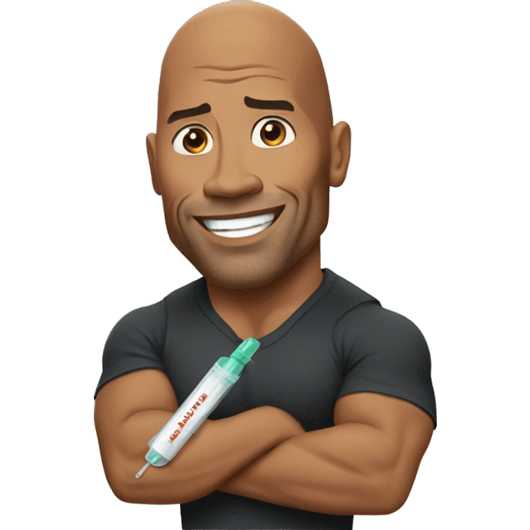 Dwayne Johnson with syringe in his hand emoji