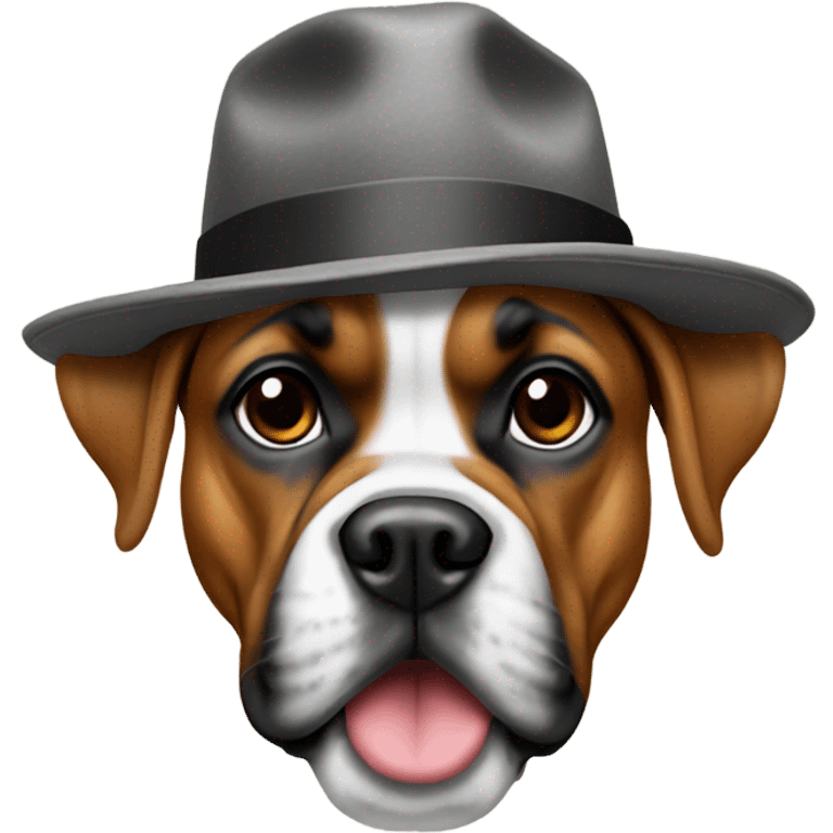 Boxer dog with hat emoji