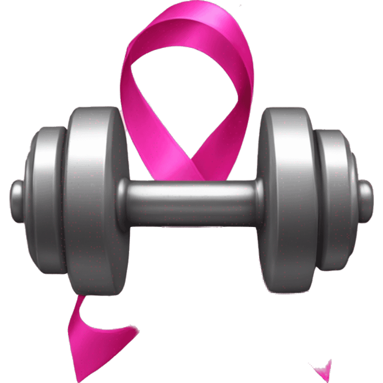 dumbbell with pink ribbon emoji