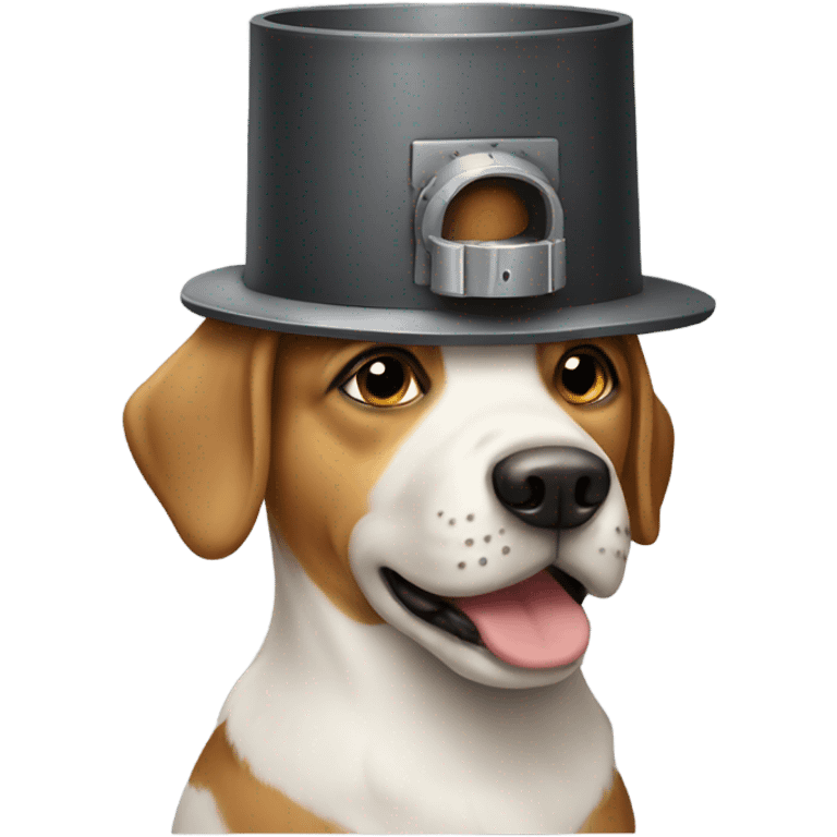 A Dog wearing a Tower on his head emoji