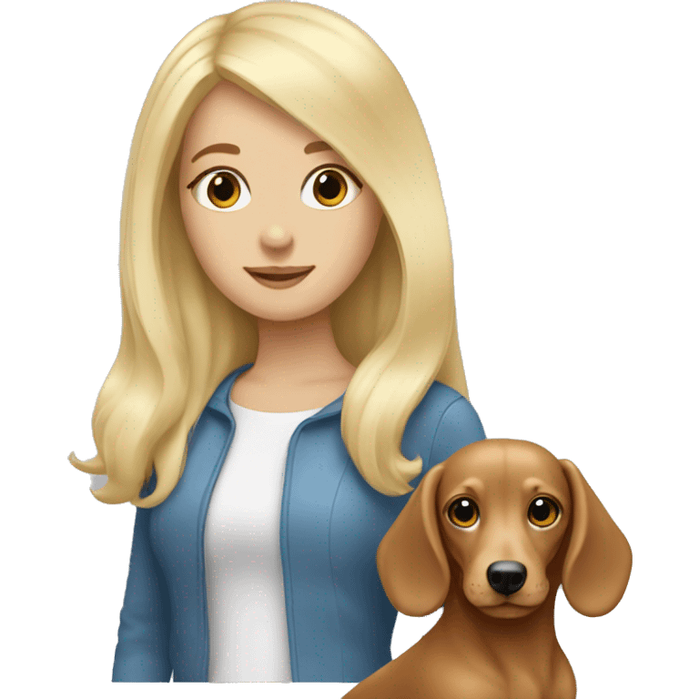 white blonde girl with longhair dachsund emoji