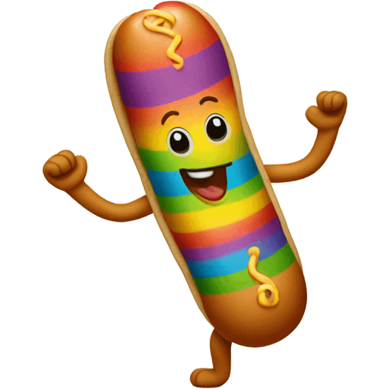 Rainbow hotdog dancing  emoji