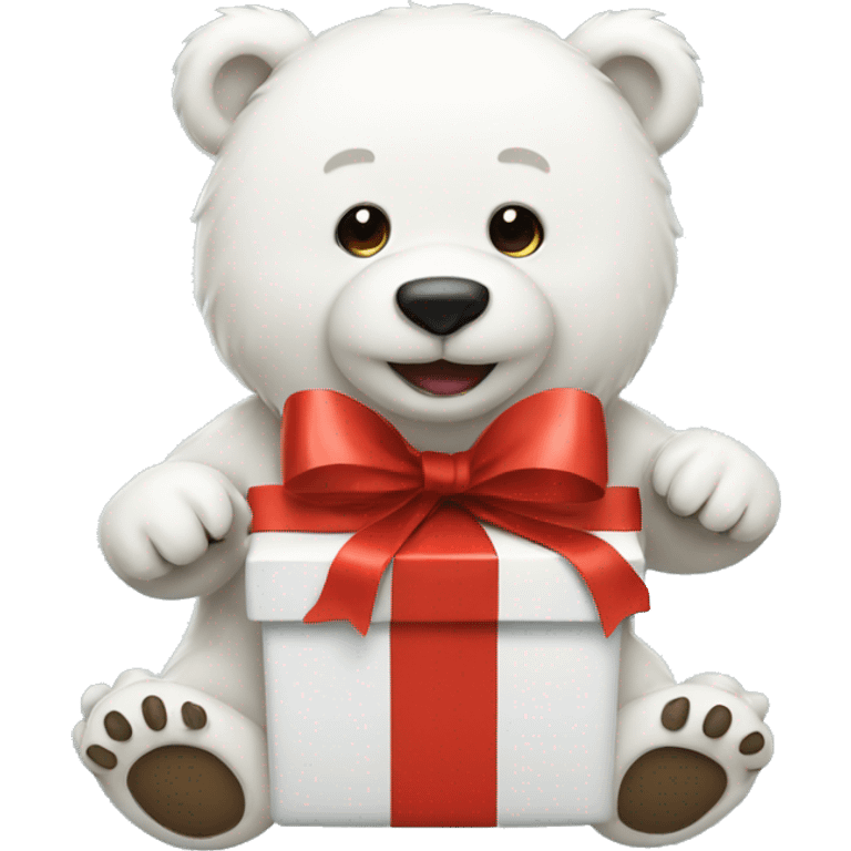 White bear in a gift emoji