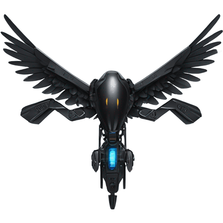 A black furtive eagle as a tech drone machine emoji