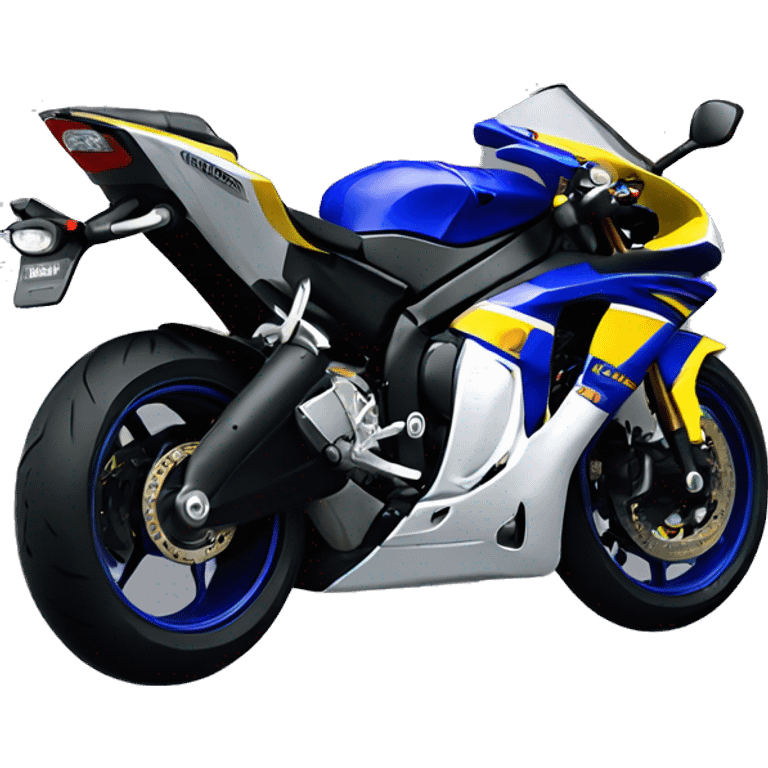 A 2009 Yamaha r1, blue and yellow fairings  emoji