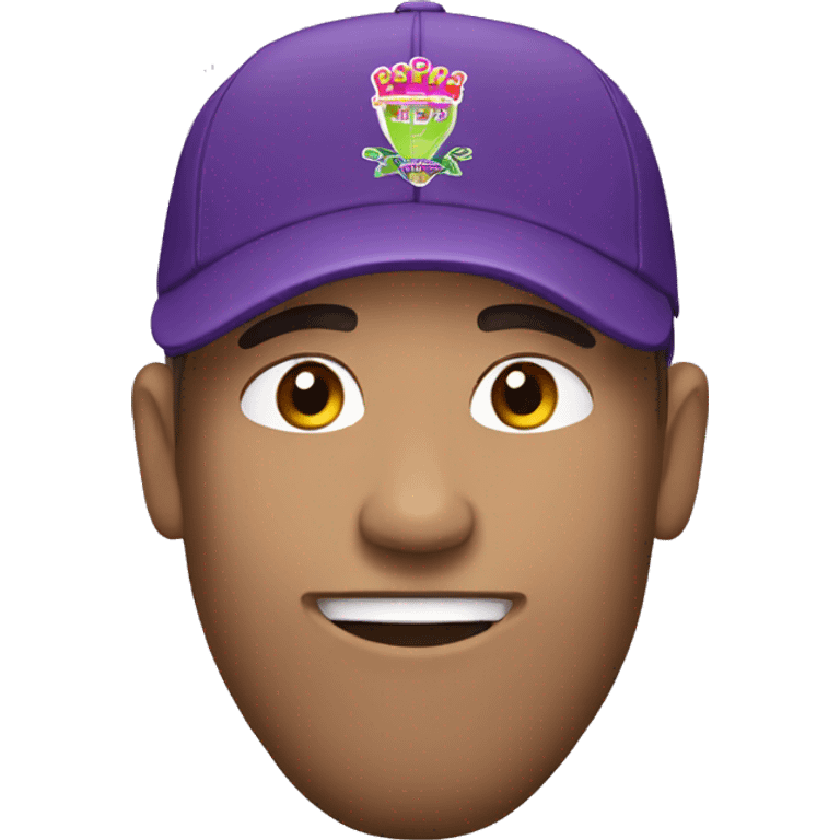 cricketer wearing purple cap emoji