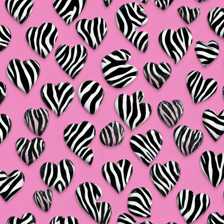 heart, pink and black zebra print, glossy, sparkles emoji