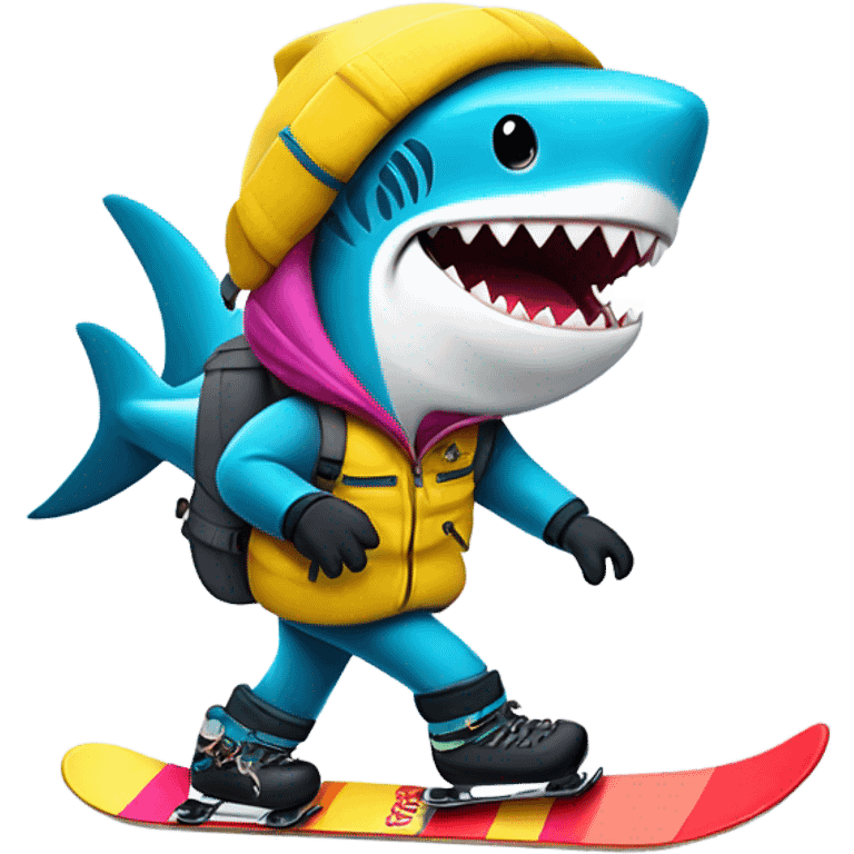 Shark snowboarding emoji