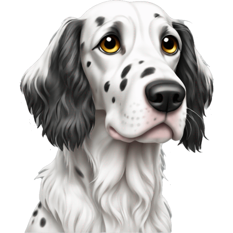 English setter dog black and white emoji