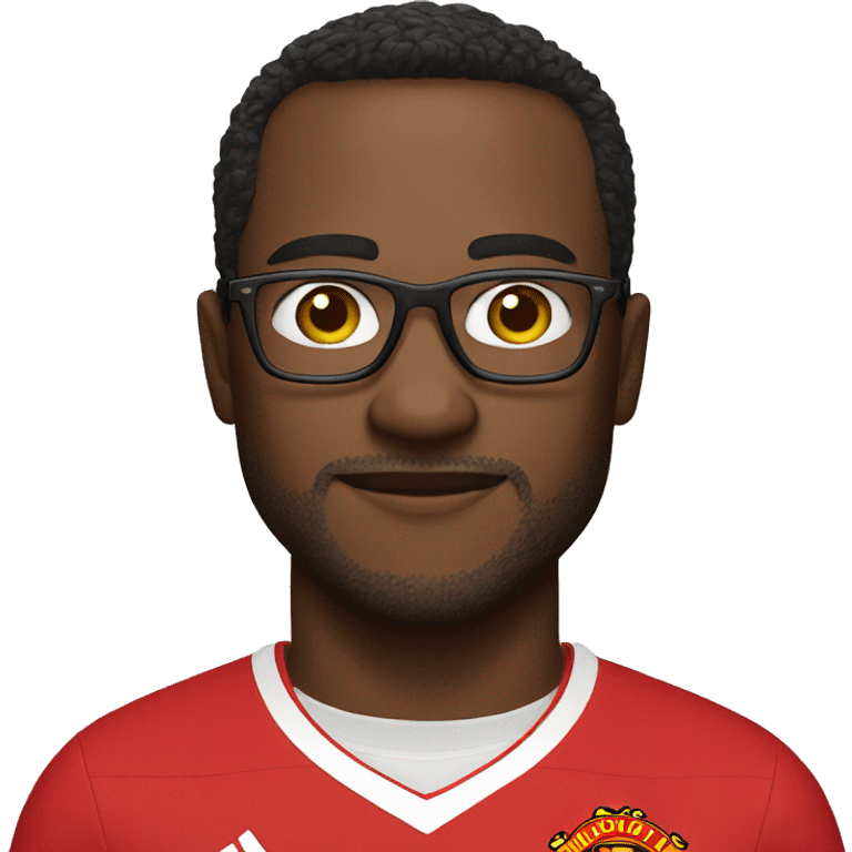 A man with glasses and wear manchester United shirt emoji