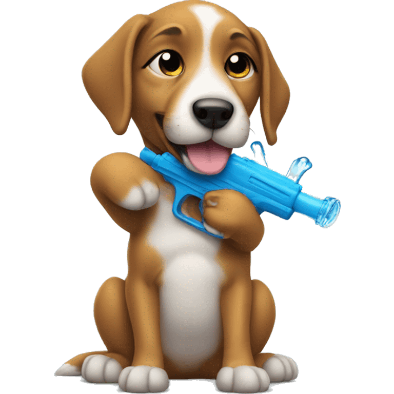 puppy holds water gun emoji