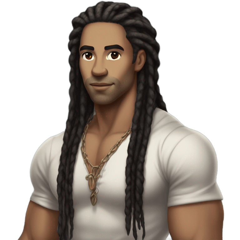 elegant light-skinned dark dreadlocks beauty portrait bodybuilding  emoji