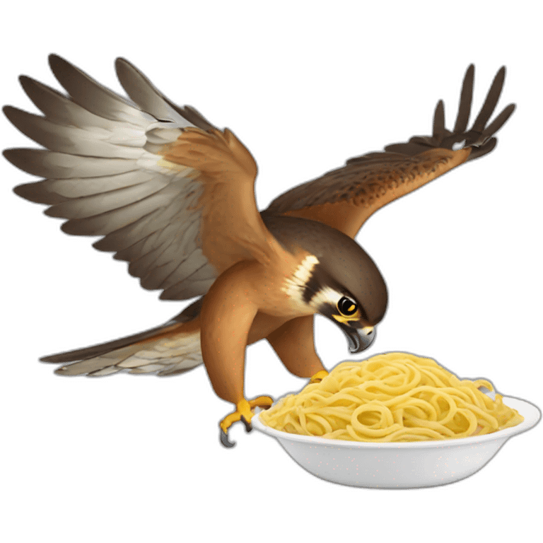 falcon eating pasta with fork and knife emoji