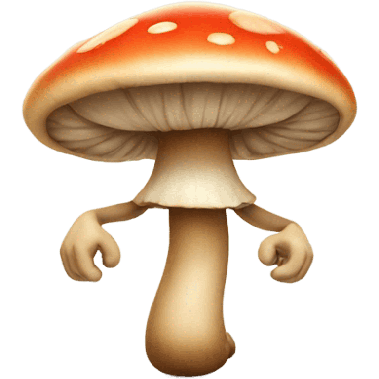 Mushroom with arms, legs and a face emoji