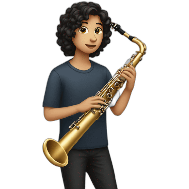 Dark haired 17 year old playing the clarinet emoji