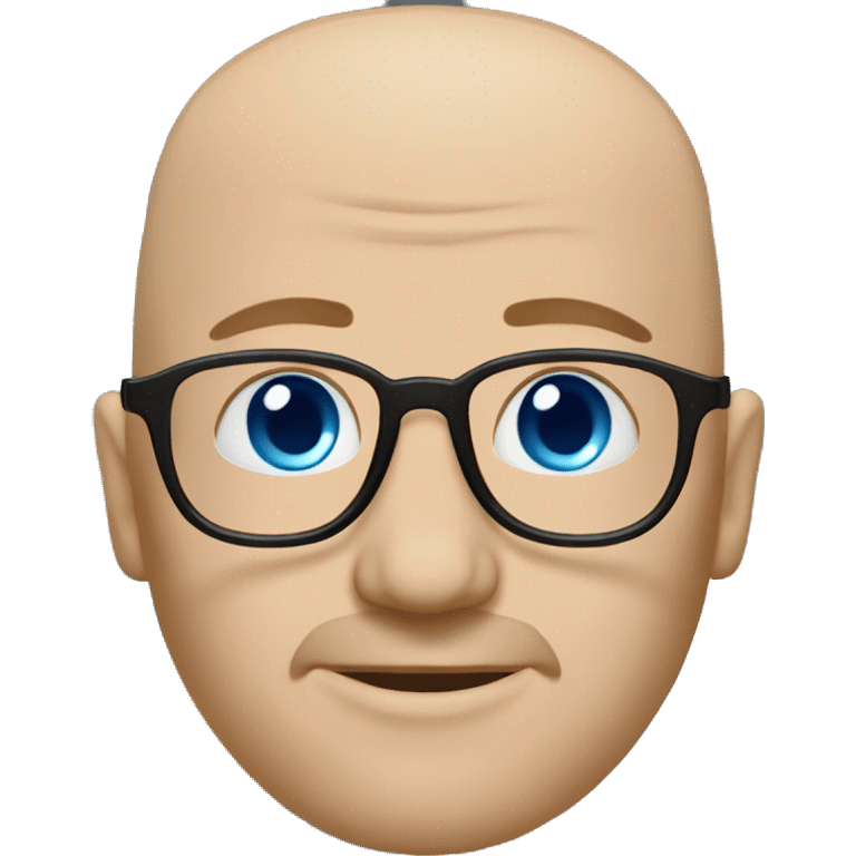 bald white guy with blue eyes, stubble, glassses. black clothes emoji