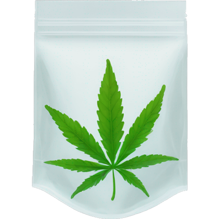 transparent ziplock bag with sativa leaf inside emoji