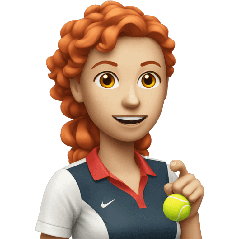 a female tennis coach with red hair and a whistle emoji