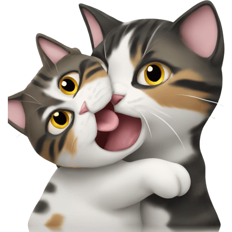 A cat biting another another cat's ear lobe emoji