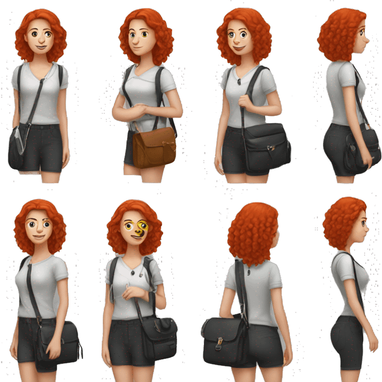 red head student wearing small crossbody purse emoji