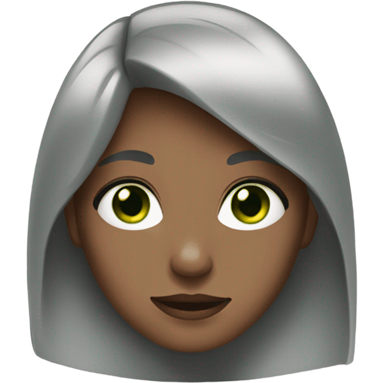 Girl with brown and gray hair and green eyes emoji