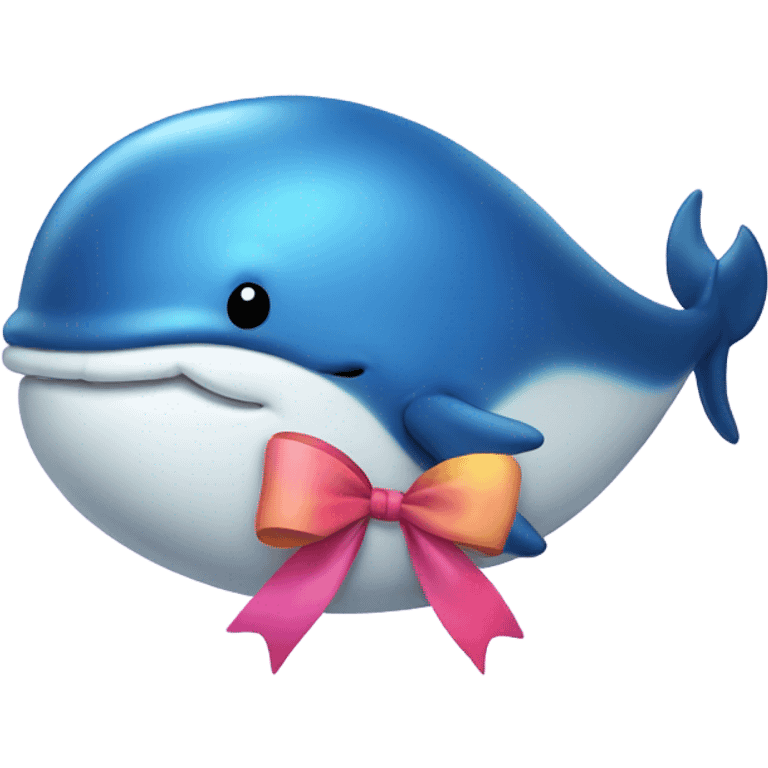 fat whale wearing a bow emoji