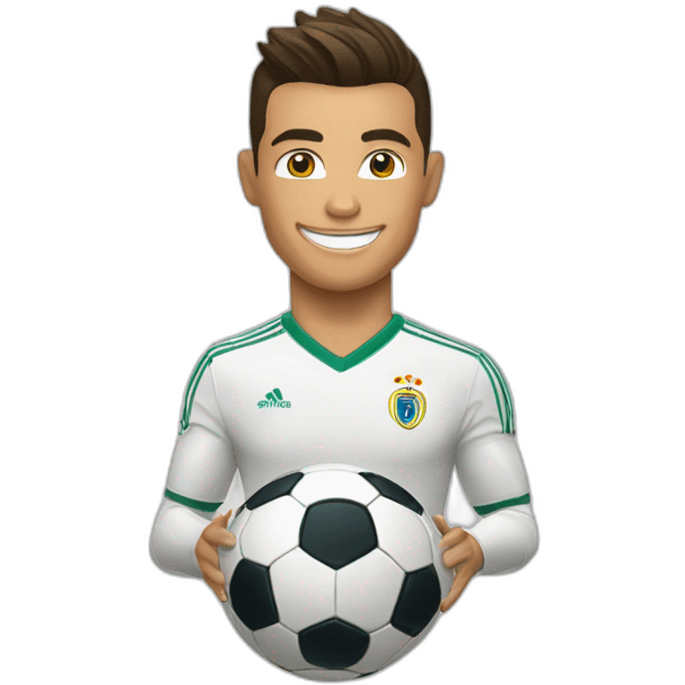 Cristiano Ronaldo smilling with a soccer ball emoji