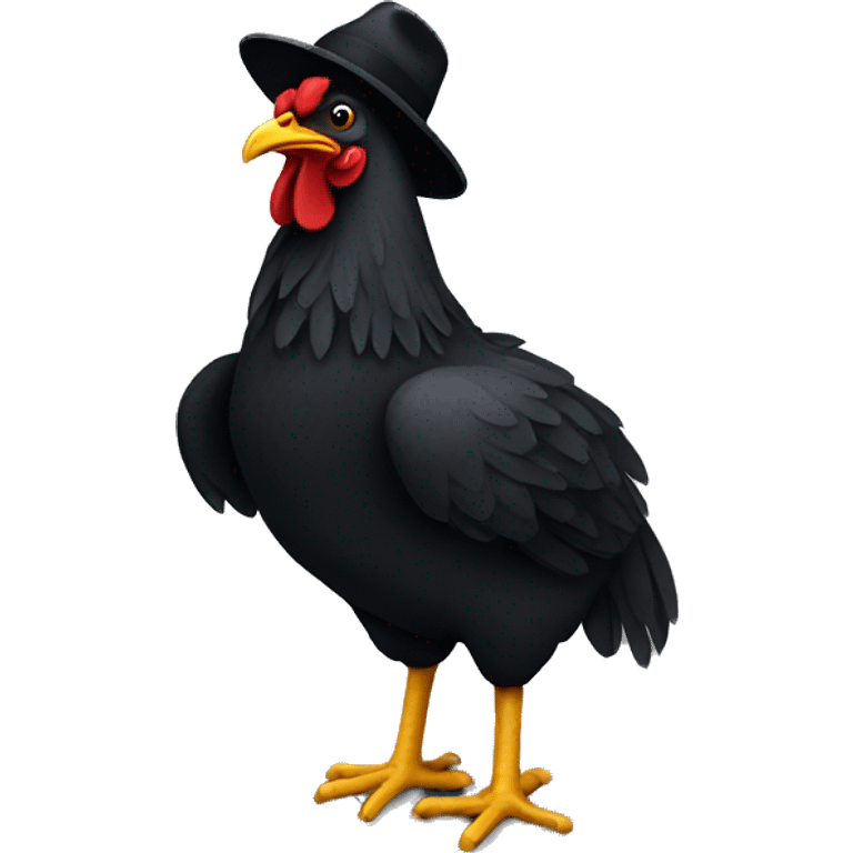 Black chicken with wool hat emoji