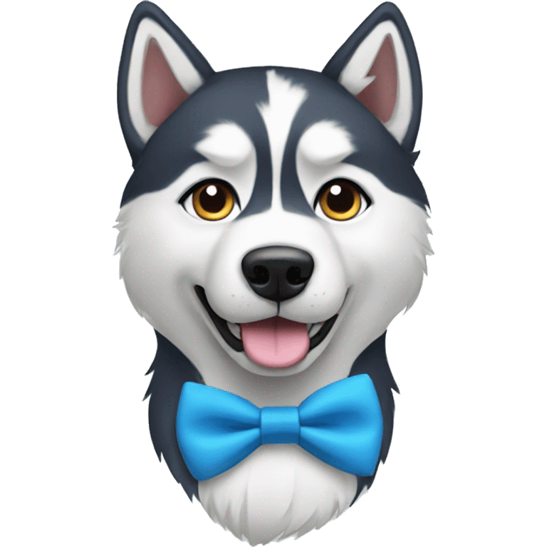 Husky with a blue bow tie  emoji