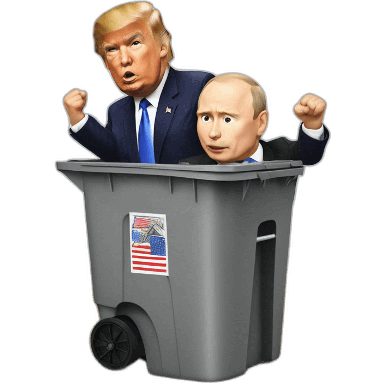 trump trowing putin in the trashcan emoji