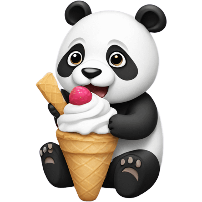 Panda eating ice cream emoji