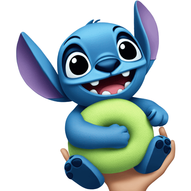 A stitch holding a Lilo plushy emoji