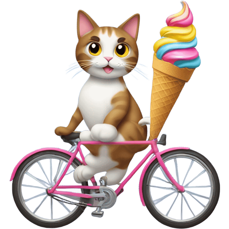 cat riding bike with ice cream  emoji