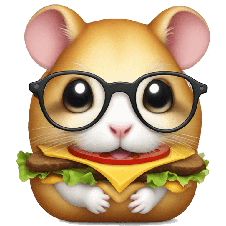 Hamster with glasses Eat hamburger emoji