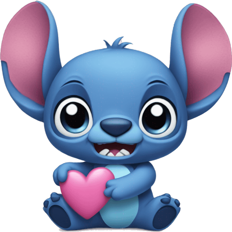 stitch with a pink heart in his hand emoji