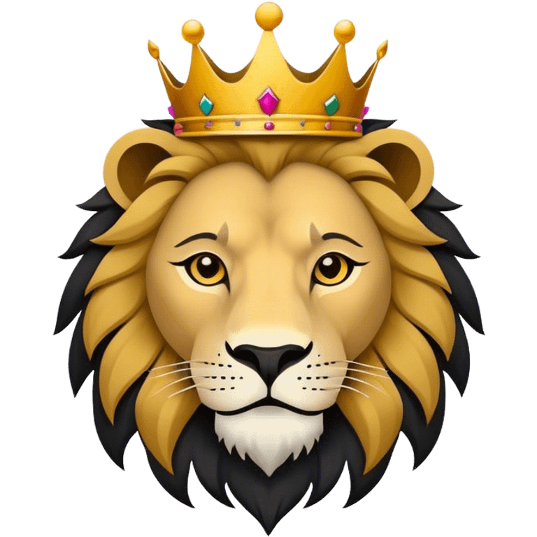 king lion head svg, flat colors, black and white emoji