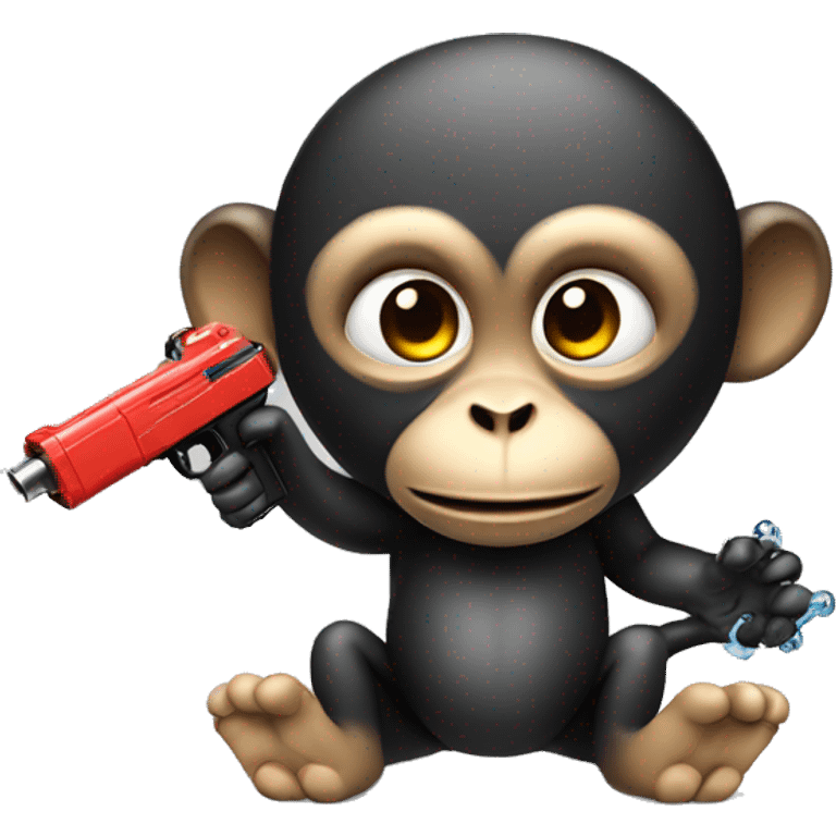 Monkey with a black squirt gun emoji