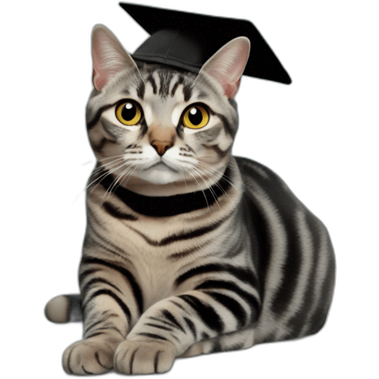 american shorthair cat in black Square academic cap emoji