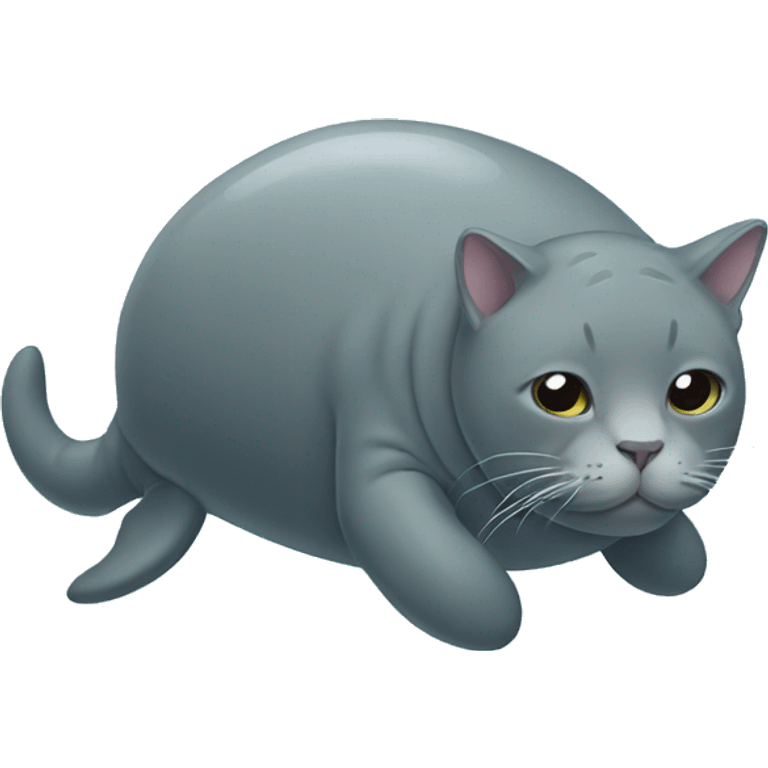 cat standing on a manatee emoji