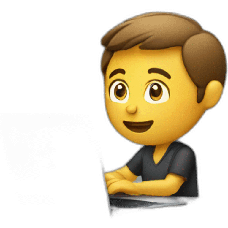 video editor man using apple laptop on side emoji