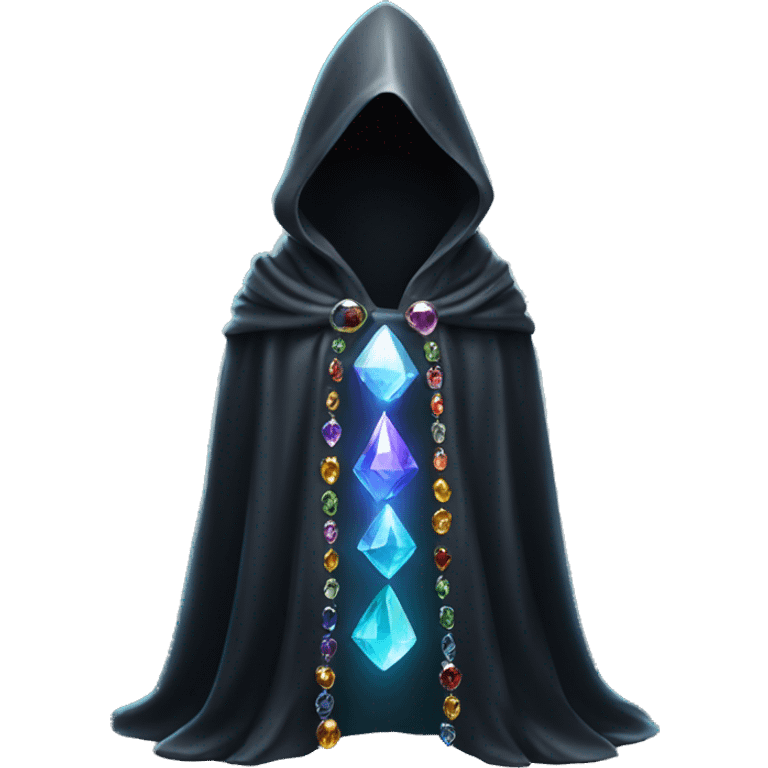 empty black crystal magical robes covered with gemstones emoji