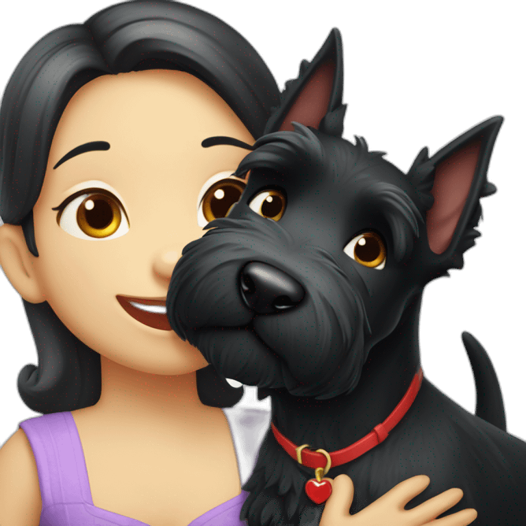 Two black Scottish terrier kissing uno sin cola emoji