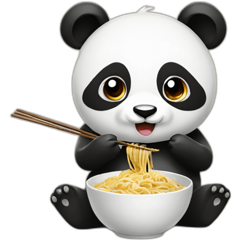 panda eating noodles with chopsticks emoji