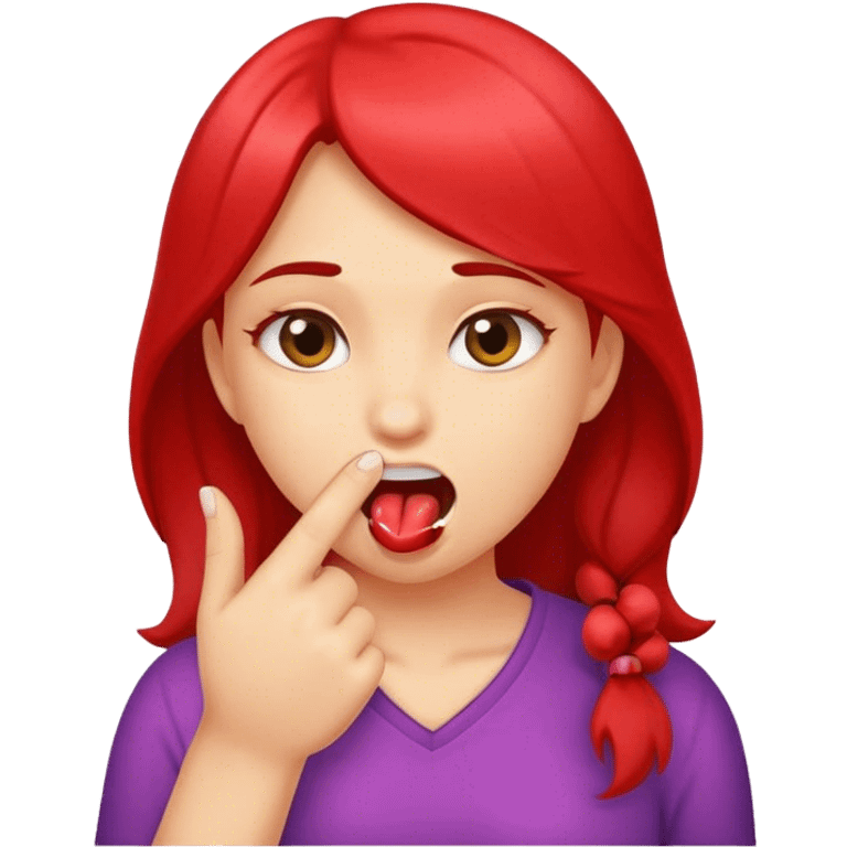 girl biting her finger emoji