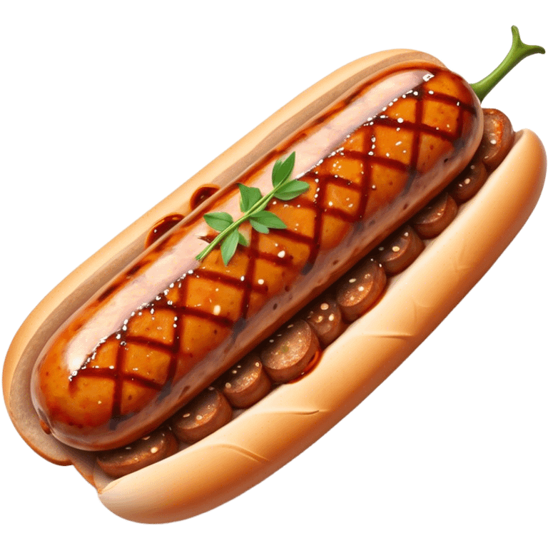 Cinematic spicy chipotle sausage, glistening with smoky, tangy sauce, charred and grilled to perfection, sliced open to reveal juicy filling, served with fresh herbs, rich and flavorful, detailed and appetizing. emoji