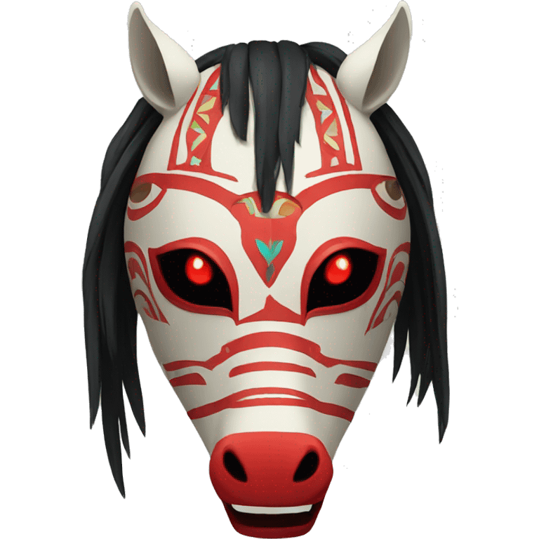 Horse mask with red eyes and tribal style emoji