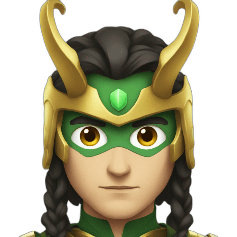 Loki with his golden horned helmet, looking serious emoji