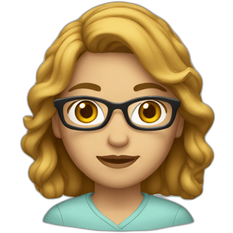 Crear emoji de mujer castaña, lentes emoji