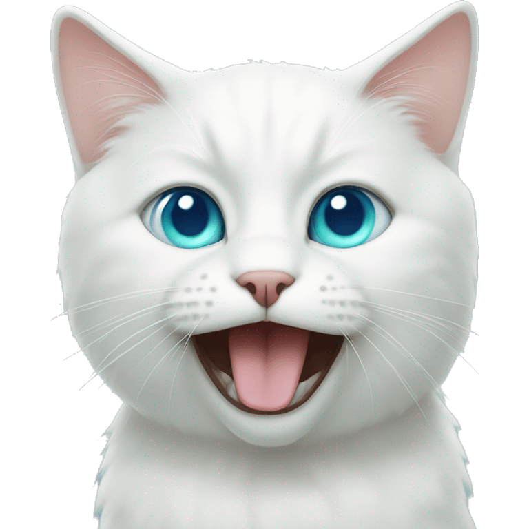 White cat with one blue eye and one green  emoji