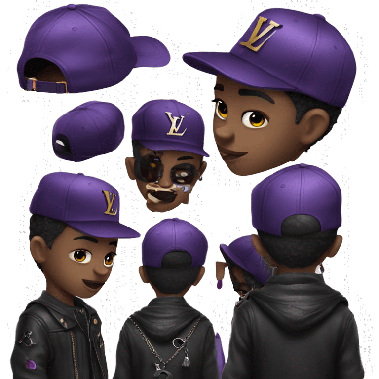 Goth boy with purple louis vuitton cap  emoji